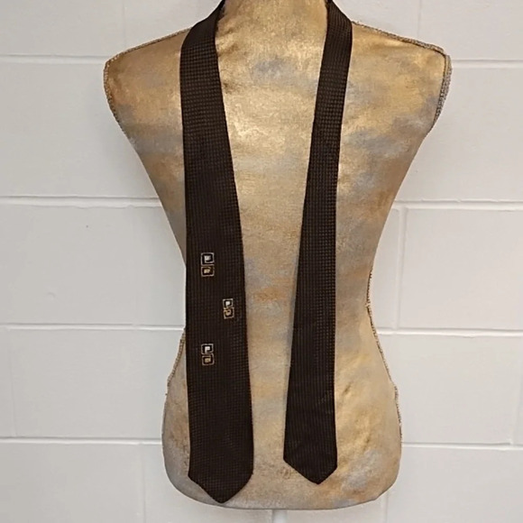 Vintage 50's Berkshire By Berkley Tie Narrow Art Deco Brown Mustard Retro - Picture 3 of 6